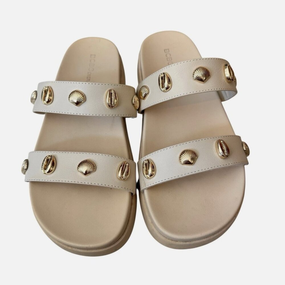Bcbgeneration Beige Sandals With Shell Embellishm… - image 1